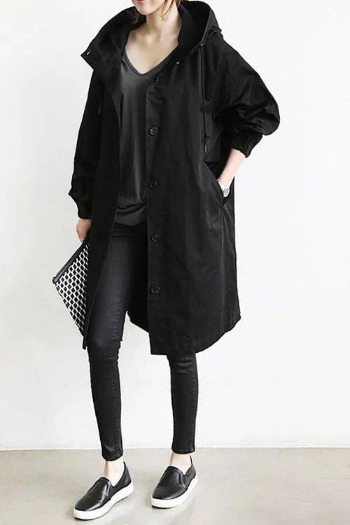 Wasserdichte Damen-Trenchcoat mit Kapuze