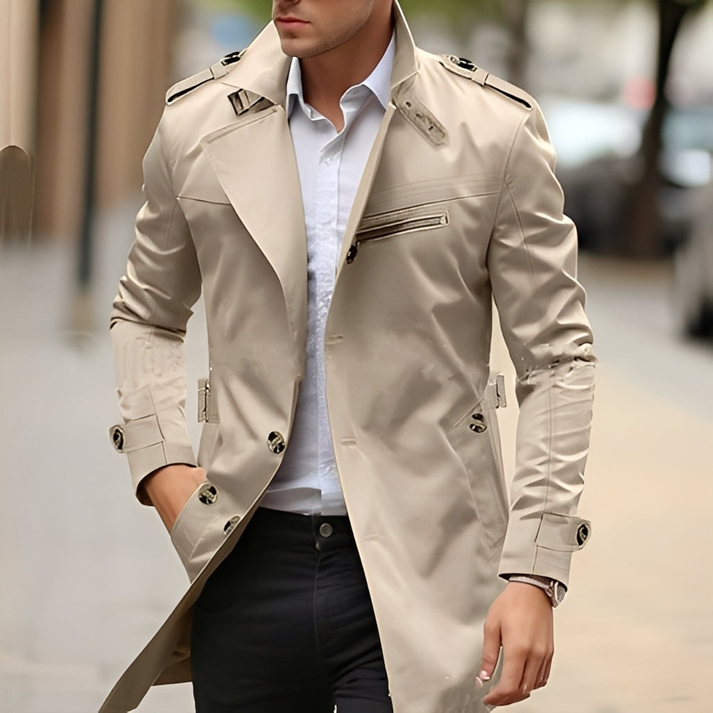 Stylischer Trenchcoat Herren Elegantes Design - IdealeKleiden