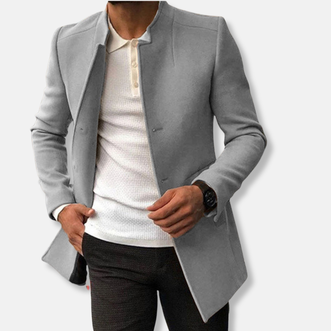 Slim Fit Kleid Wollmischung Kragenlos Hüftlang