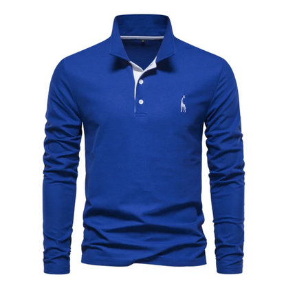 Herren Poloshirt Langarm Klassisch Elegant