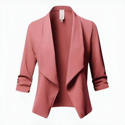 Eleganter Damenblazer Lang Mantelstil - IdealeKleiden