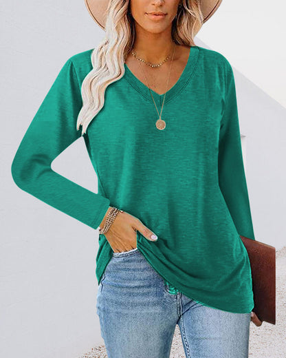 Damenschuhe und Accessoires sind nicht relevant, der Titel ist auch falsch, daher 
Frauen T-Shirt Langarm V-Ausschnitt
