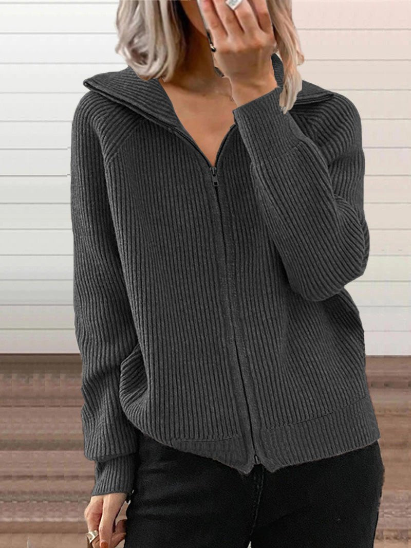 Bequeme Baumwolljacke Zip-Up Strickpullover