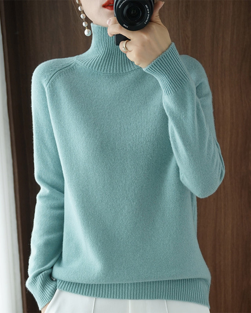 Eleganter Einfarbiger Pullover Langarm