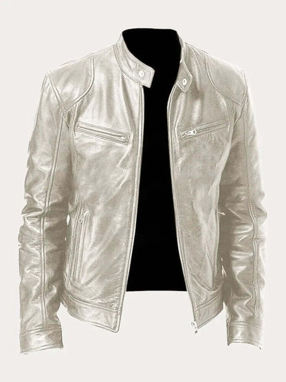 Herren Lederjacke Elegant Schwarz