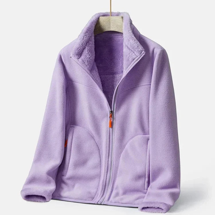 Zweireihige Damen Fleecejacke Warm Elegant - IdealeKleiden