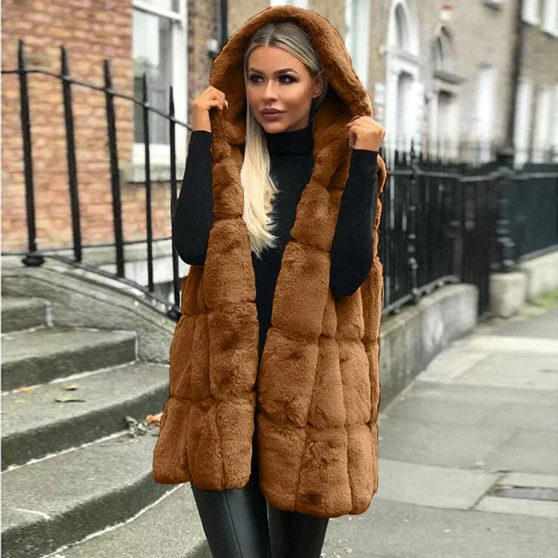 Kunstpelz Strickjacke Damen Elegant