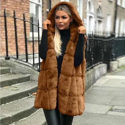 Kunstpelz Strickjacke Damen Elegant