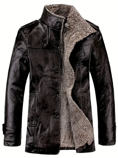 Herren Lederjacke Warm Fleece Innenfutter