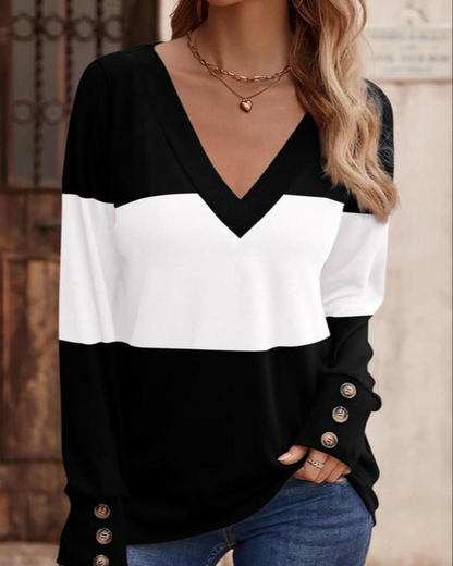 Modisches Damen-Shirt Colorblock-Druck