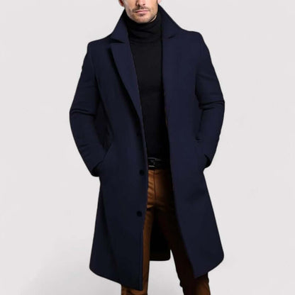 Herren Wintermantel Lang Warm Wollig