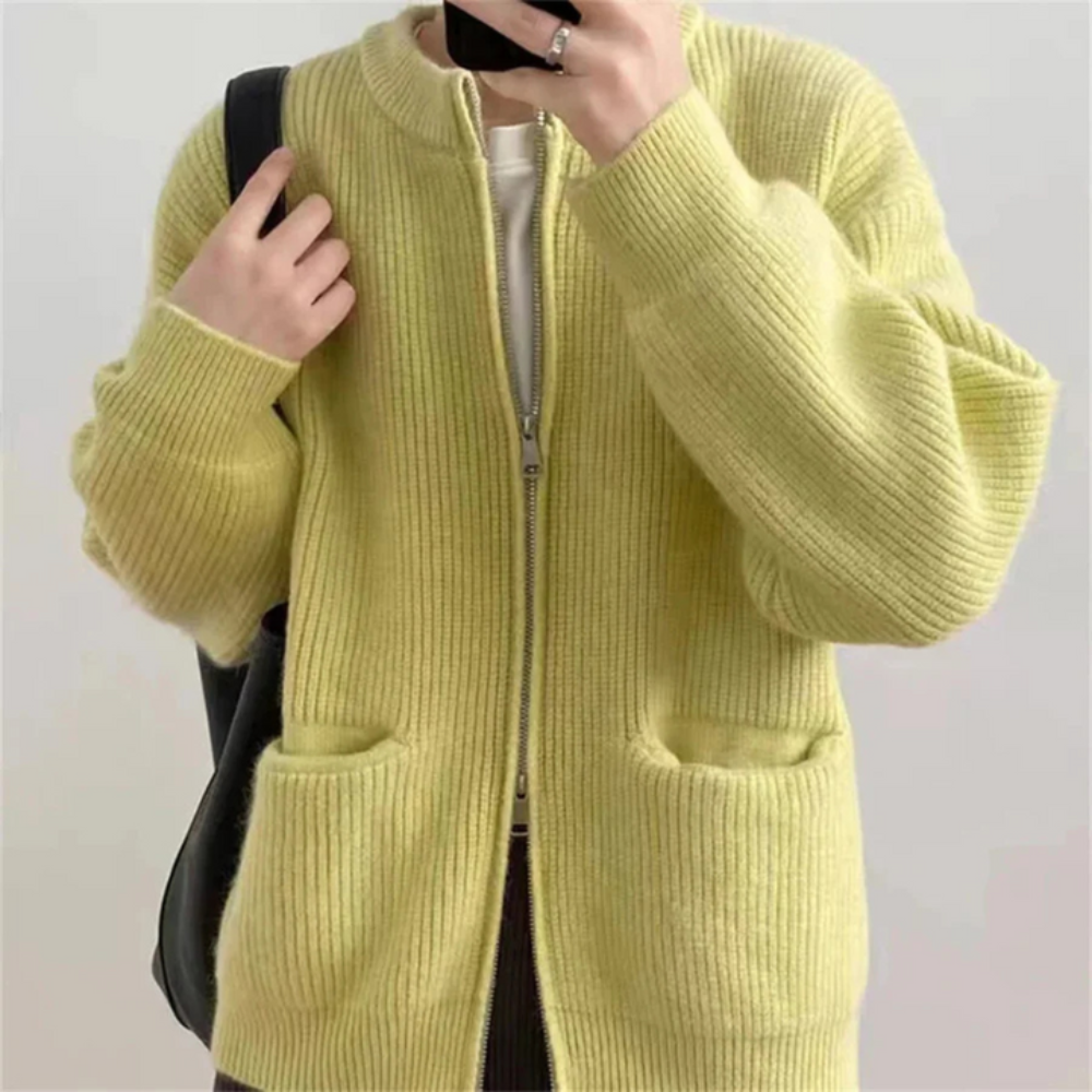 Stylische Damen-Cardigan Plus-Size Bequem Zip-Up - IdealeKleiden