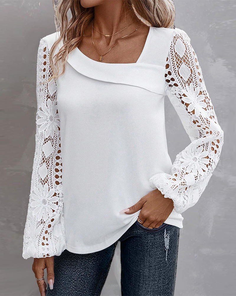 Elegante Bluse Spitzenbesatz