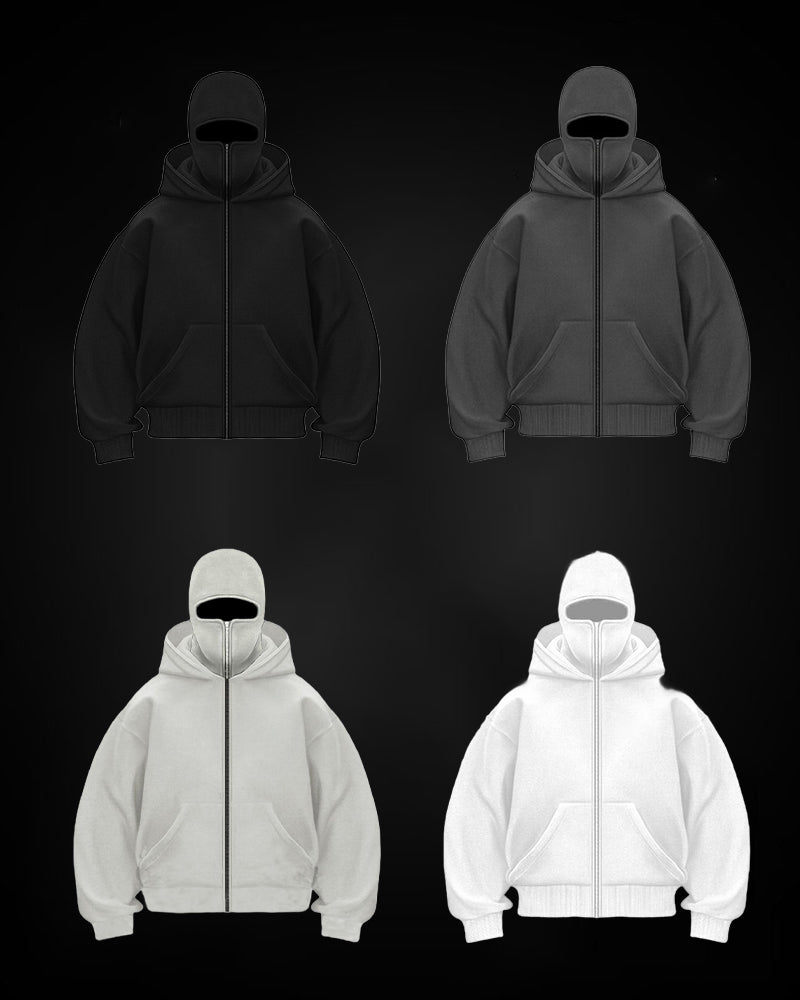 Kapuzenjacke Warm Doppelkapuze Reißverschluss - IdealeKleiden