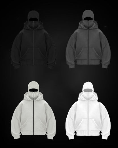 Kapuzenjacke Warm Doppelkapuze Reißverschluss - IdealeKleiden