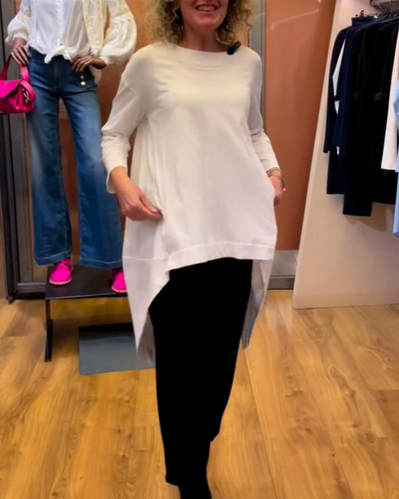 Elegantes Frauen Top Rundhals Ausschnitt