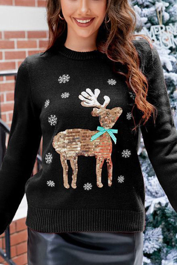 Weihnachtsstrickpullover Reh Motiv Niedlich
