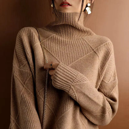 Weicher Cashmere Pullover Rollkragen Damenschal - IdealeKleiden