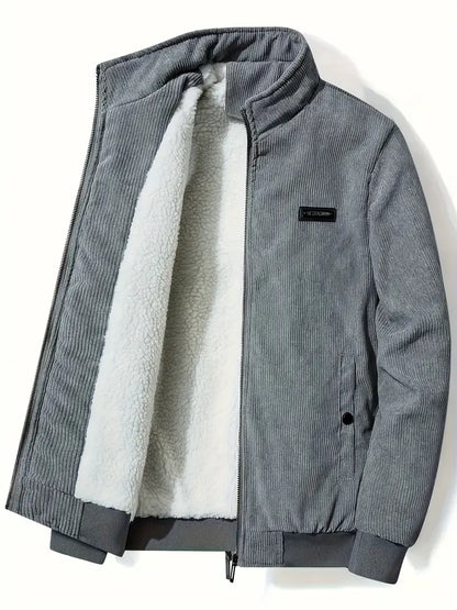 Herren Stehkragenjacke Elegant Schwarz
