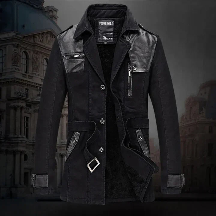 Herren Trenchcoat Lang Elegant mit Gürtel