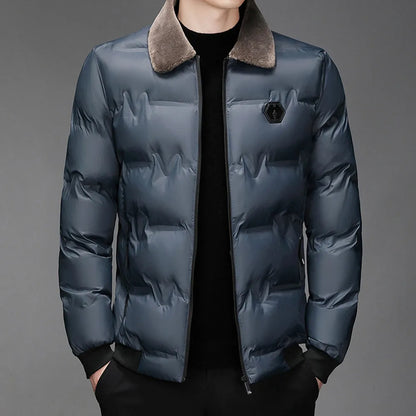 Herren Winterjacke Warm Isoliert Schwarz