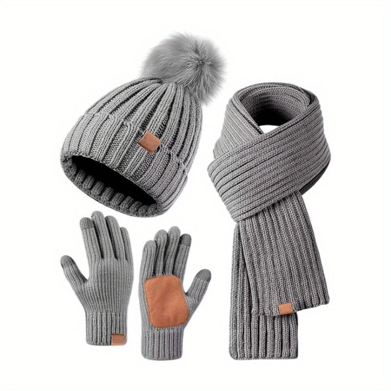 Damen Winterset: Mütze, Schal und Handschuhe Touchscreen
