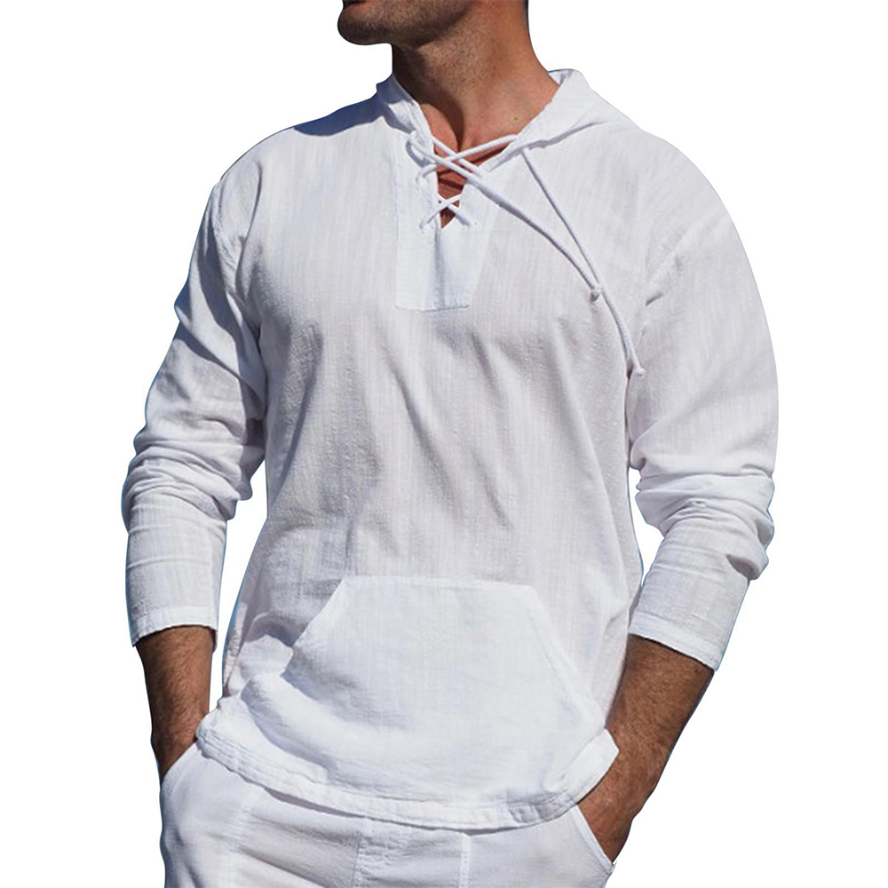 Kapuzenpullover Bequem Baumwolle Oversized V-Ausschnitt