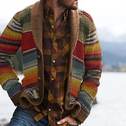 Stylischer Herren Cardigan Streifen Optik