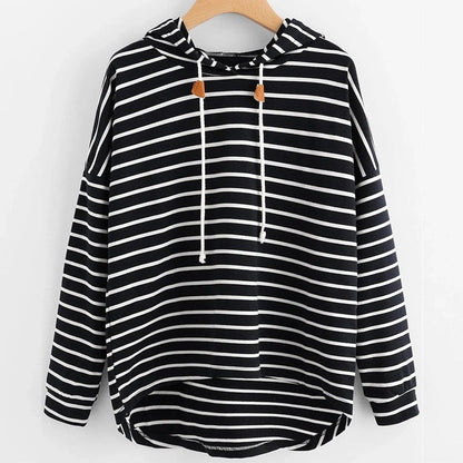 Kapuzenpullover Streifenmuster Bequem Locker