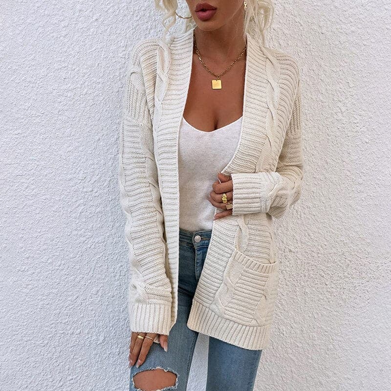 Kuschelige Cardigan Damen Strickjacke mit Taschen