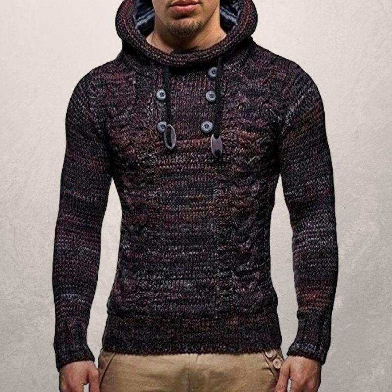 Wollpullover Kapuze Slim Fit Moderne Passform