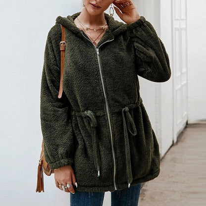 Weiche Teddyjacke Oversized mit Kapuze und Taschen