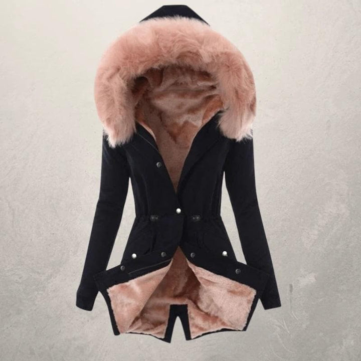 Damen Parka Mittellang Warm Mit Kunstpelz Futter