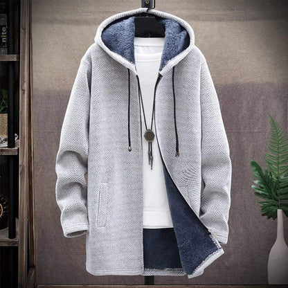 Warme Winterjacke mit Kapuze und Reißverschluss
