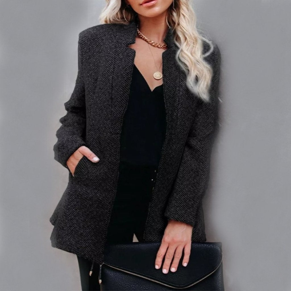 Mantel Damen Modern Stehkragen Mittellang