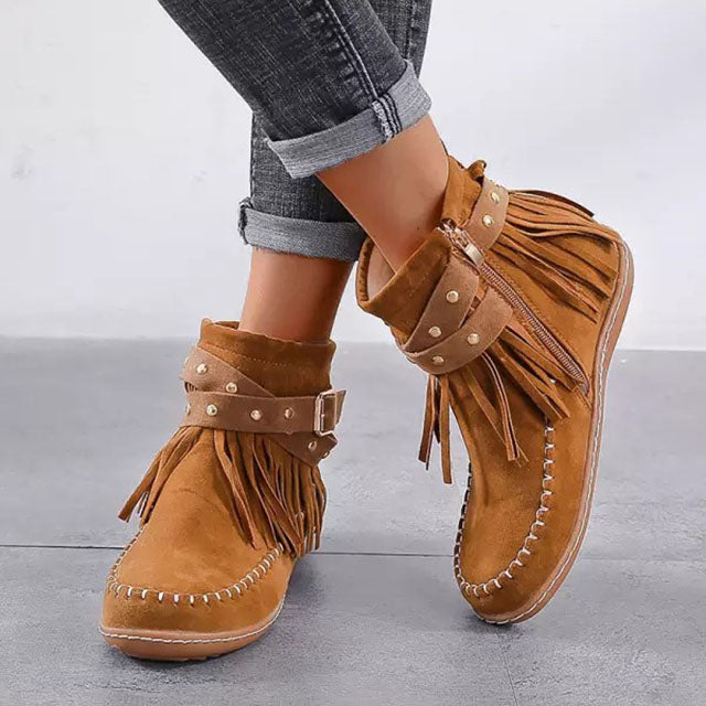 Stilvolle Stiefel mit Fransen Weinlese Look - IdealeKleiden