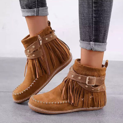 Stilvolle Stiefel mit Fransen Weinlese Look