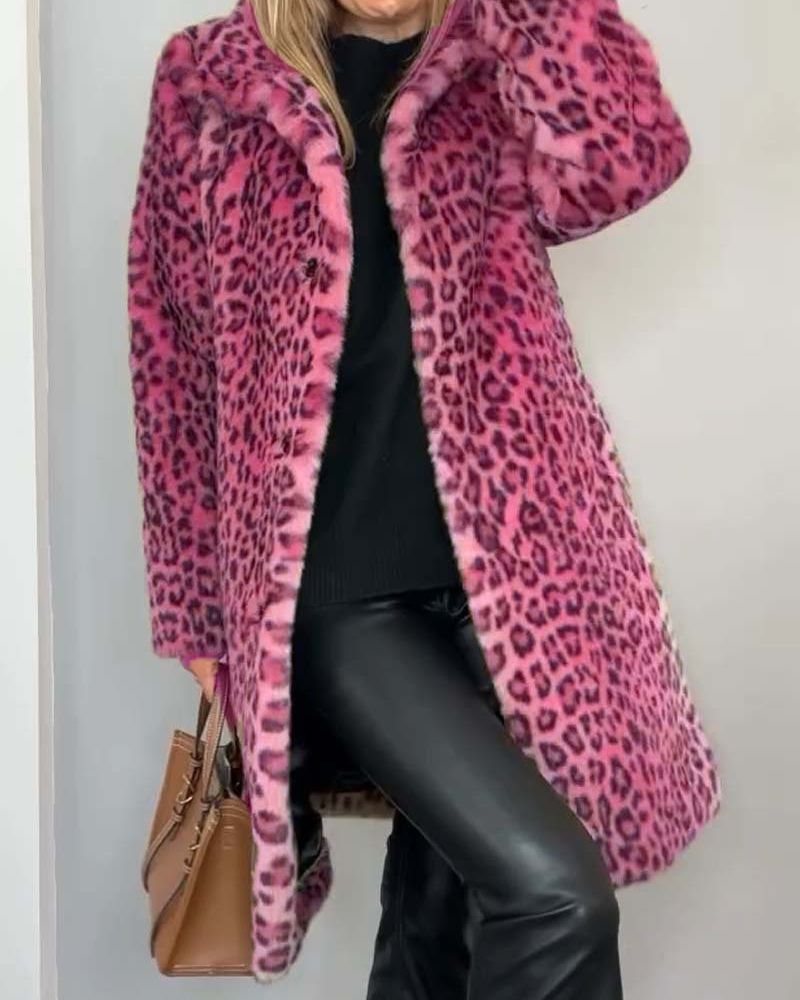Leopard Jacke Damen Lange Weich