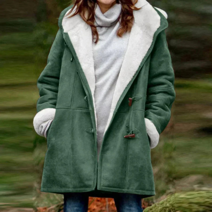 Mantel Damen Winterlich - Fleece Mantel mit Kapuze - IdealeKleiden