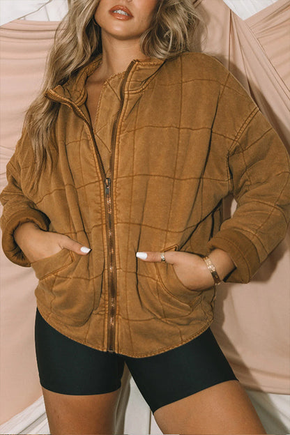 Modische Steppjacke Mit Aufgesetzter Tasche - IdealeKleiden