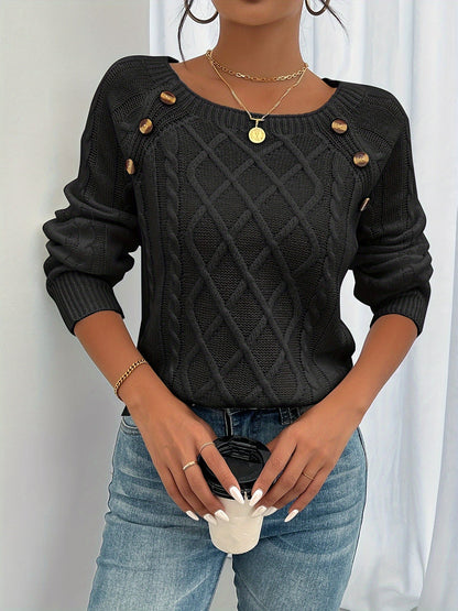 Bequemer Pullover Damen Top Rundhals