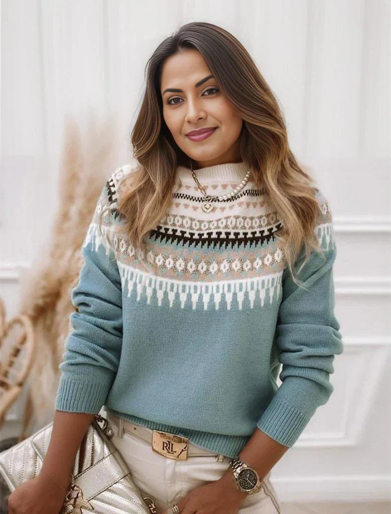 Strickpullover Damen Fair Isle Muster Weich Warm