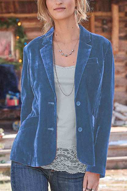 Elegante Damenjacke Samt Einfarbig Modern
