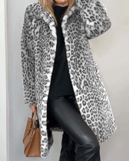 Leopard Jacke Damen Lange Weich