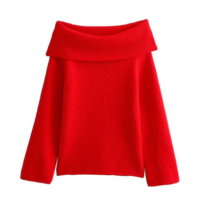 Weiche Off-Shoulder Strickpullover Damen