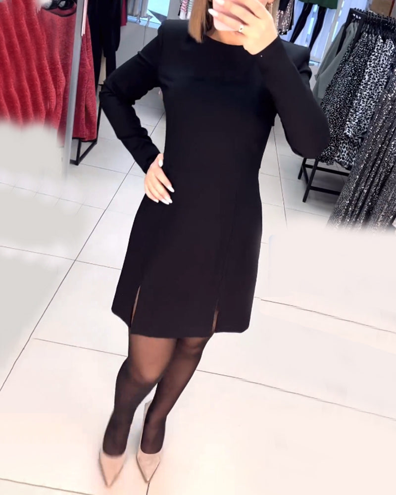 Elegante Damenkleid Langärmlig Schlitz