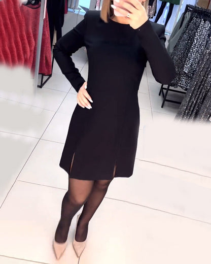 Elegante Damenkleid Langärmlig Schlitz