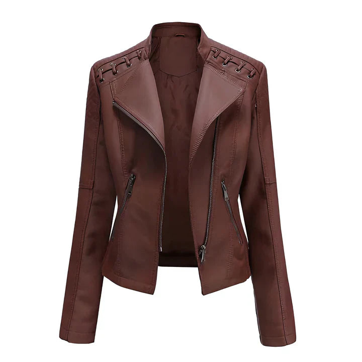 Lederjacke Damen Schwarz Reißverschluss