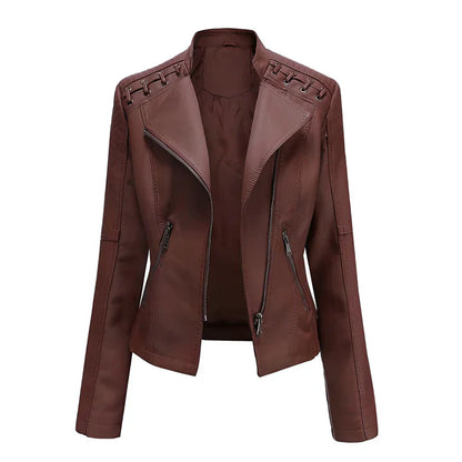 Lederjacke Damen Schwarz Reißverschluss