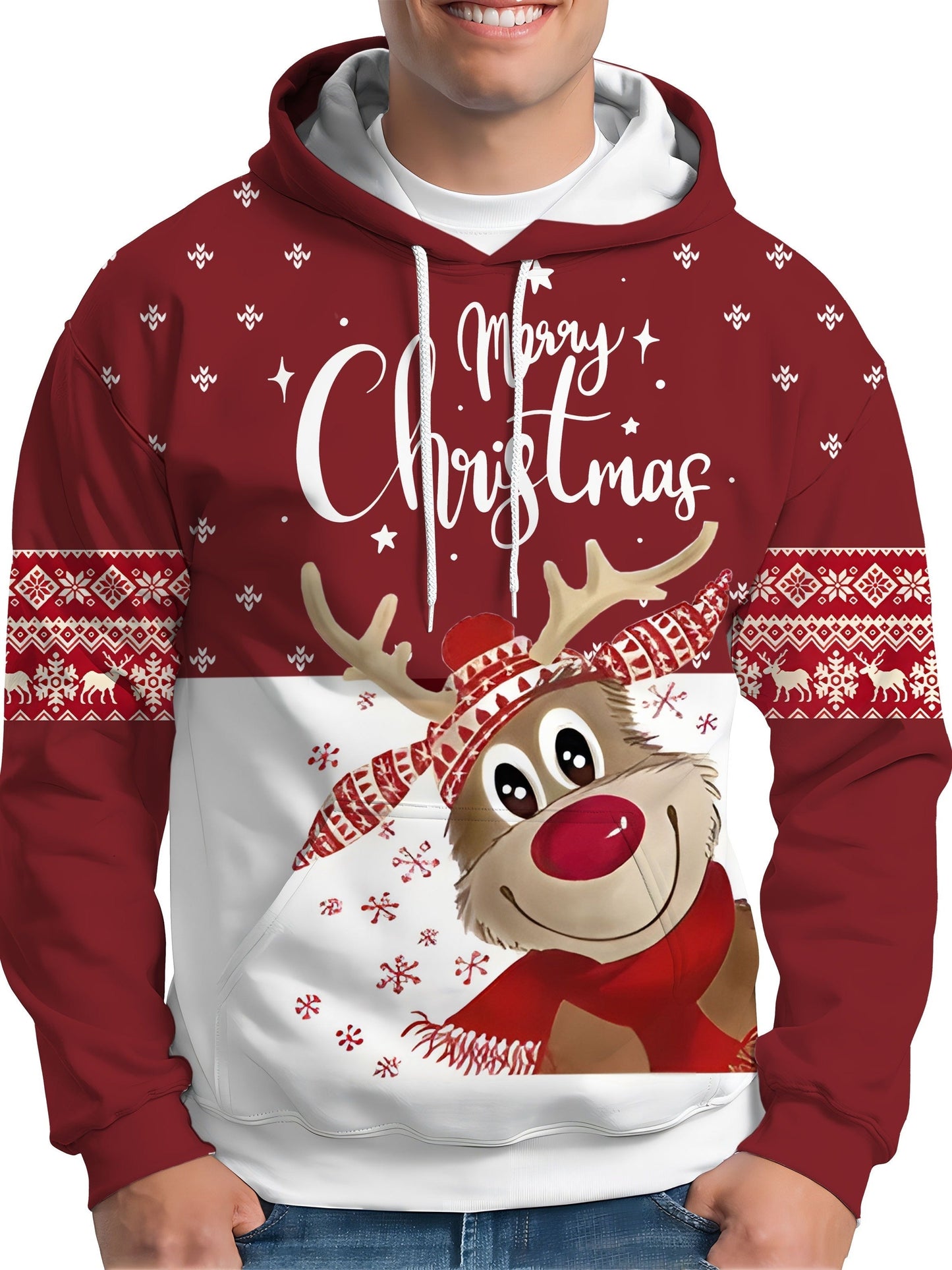 Weihnachts-Hoodie Rentier Motiv Frohe Weihnachten
